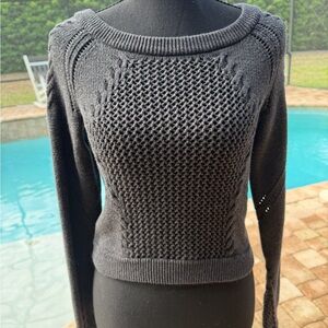 Lululemon Chunky Knit Cotton Sweater Size 4 Charcoal Gray Cropped Pullover